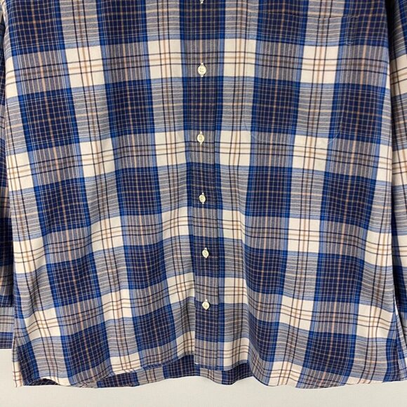 Gitman Bros Plaid Button Down Shirt Mens L Blue White 100% Cotton Made in USA - Picture 3 of 10